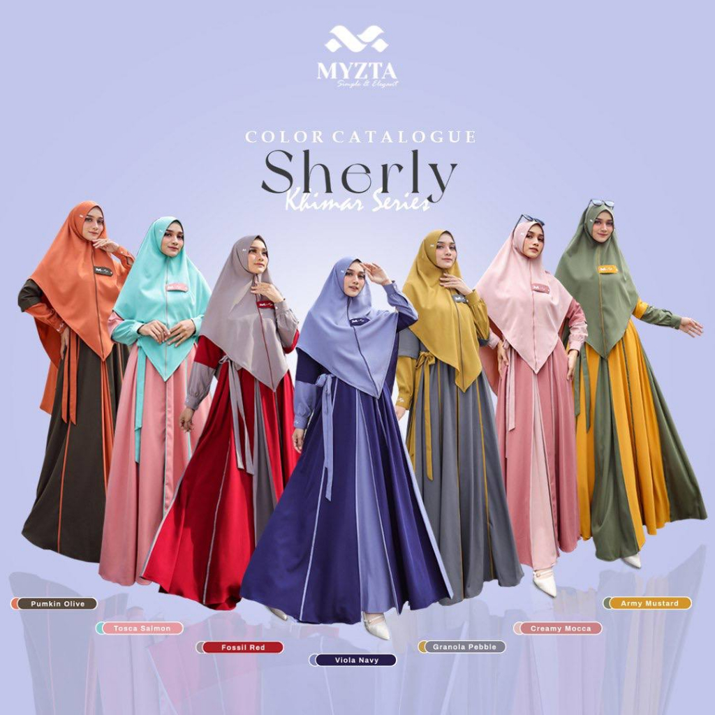 TERBARU  || GAMIS SHERLY SET KHIMAR BY MYZTA READY WARNA GRANOLA MOCCA RED ARMY MUSTARD BISA COD BAY