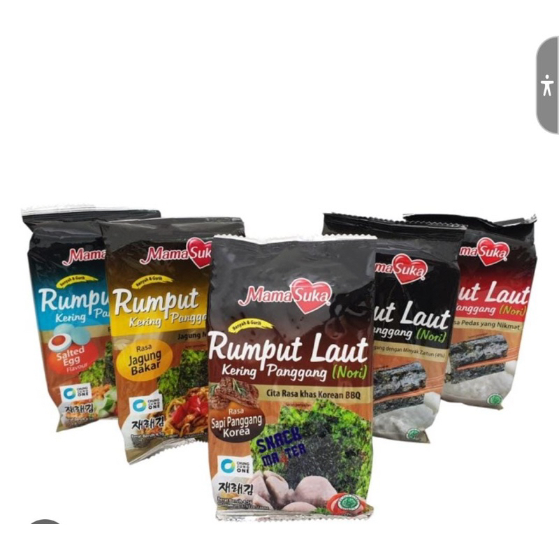 

Mama Suka Rumput Laut Kering Panggang Roasted Nori Seaweed All Varian 4.5g