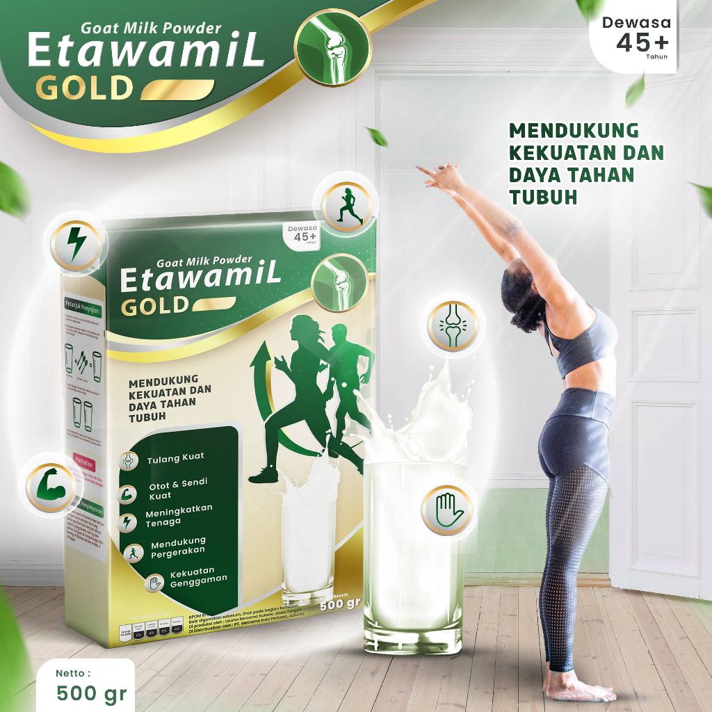 

ETAWAMIL GOLD Sendi Tulang Cegah Osteoporosis - Susu Kambing Etawa Bubuk - Halal BPOM 500 gram