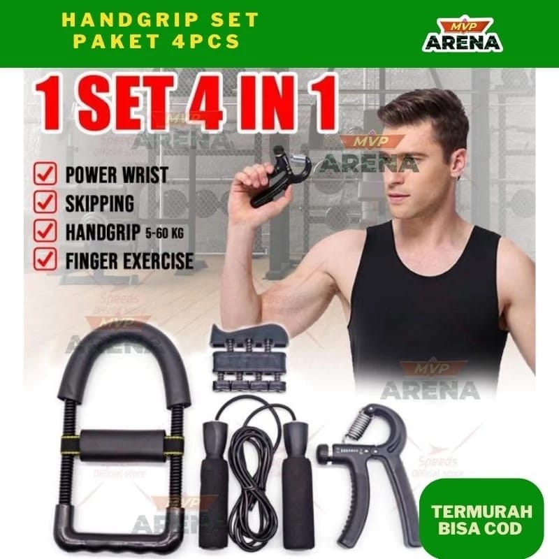 Handgrip Set 5-60kg Power Wrist Skipping Finger Exercise Alat Fitness Alat Gym Satu Set 009-8 (tanpa tas)