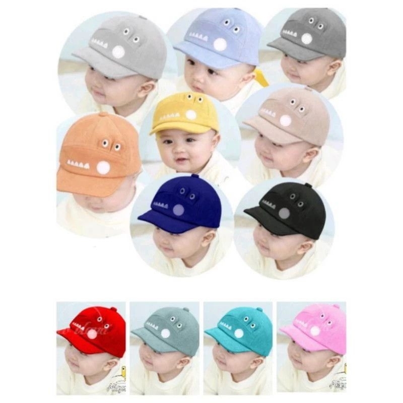 Topi Bayi Lucu Karakter Crocodile Free Custom Bordir Nama