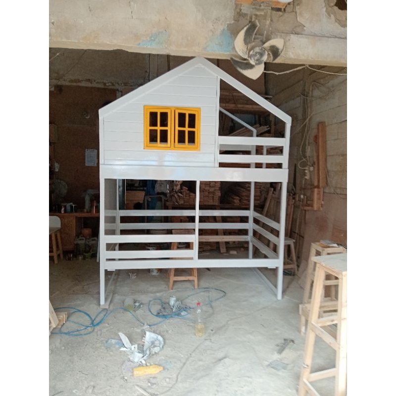 tempat tidur anak tingkat tangga laci sleding kasur +3 lac size 120x200