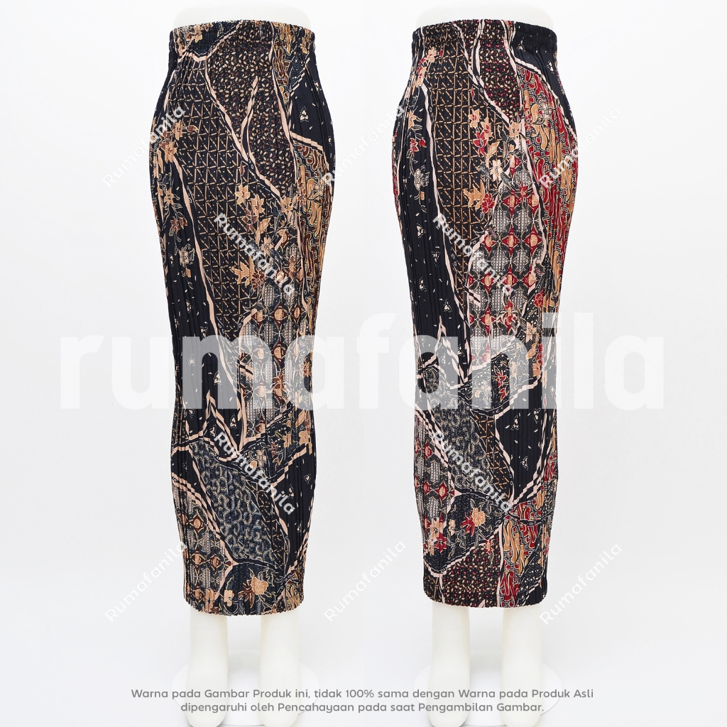 Rok Plisket Batik Premium Kain Lilit Bawahan Kebaya Wisuda Modern Prisket Span Wiru Jumbo Pakaian Tr