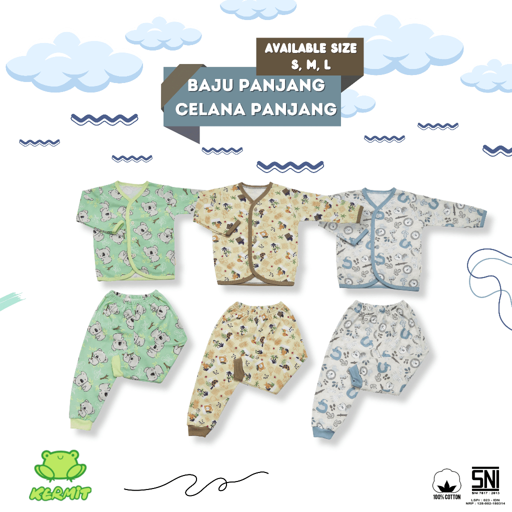 BABY KERMIT - Setelan Panjang Piyama Baju Tidur Anak Bayi Laki Laki Perempuan Motif Premium SNI - Mi