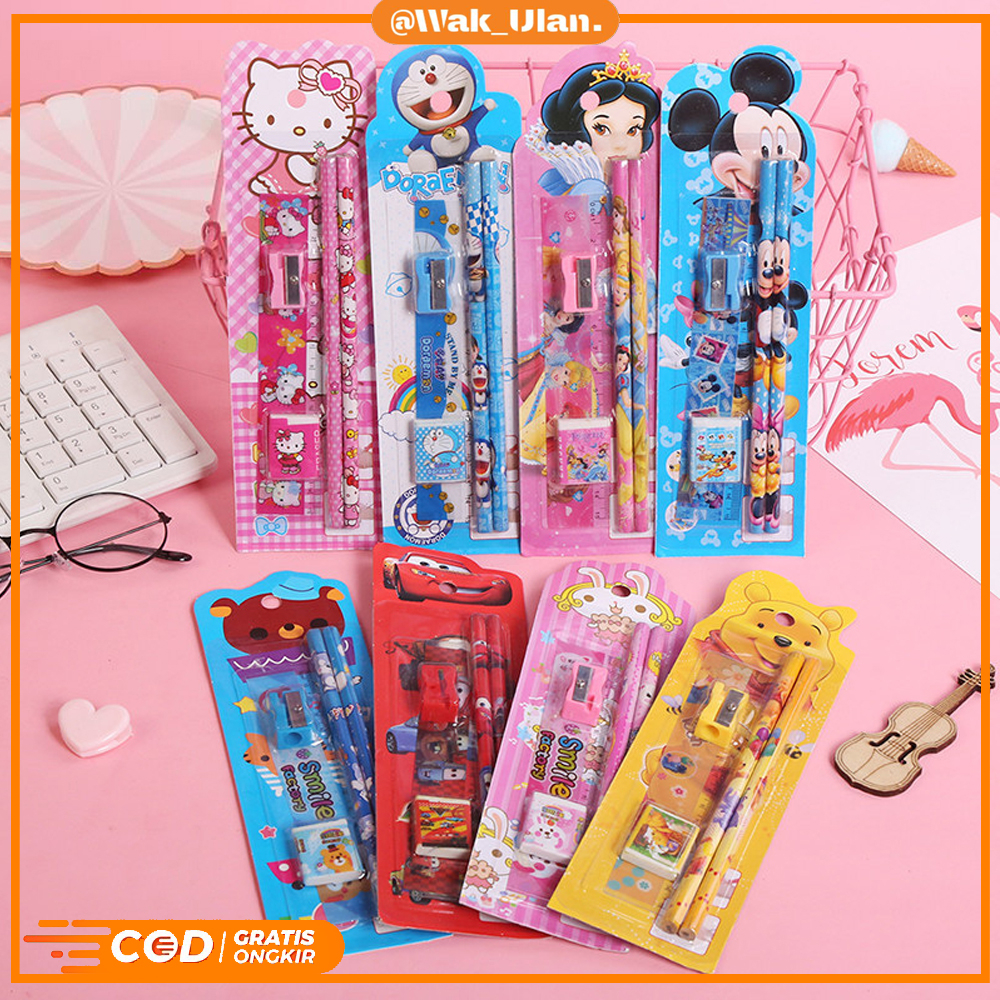 

STATIONERY MINI SET ALAT TULIS SEKOLAH KARAKTER 5IN1 ALAT SET TULIS ANAK KARAKTER MOTIF LUCU