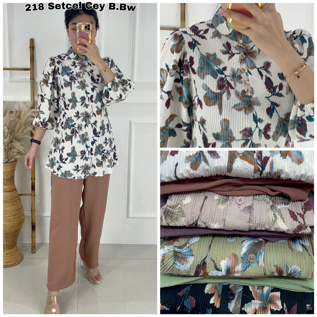 SETELAN BLOUSE BAHAN CRINKLE PRINT