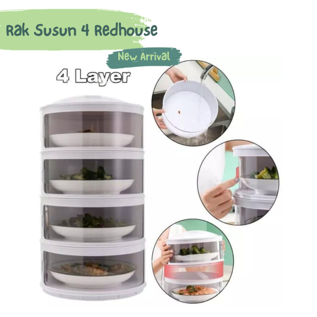 Tudung Saji 4 Susun Rak Susun Makanan Portable Food Cover Redhouse Rak Tempat Penutup Makanan