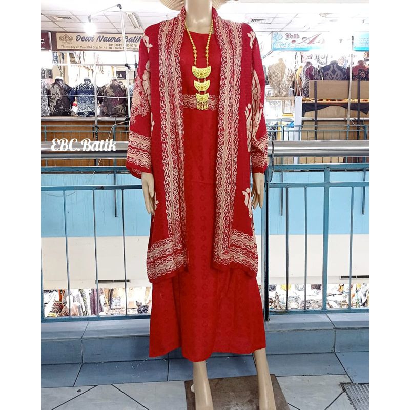 One Set Batik Outer dan inner panjang merah