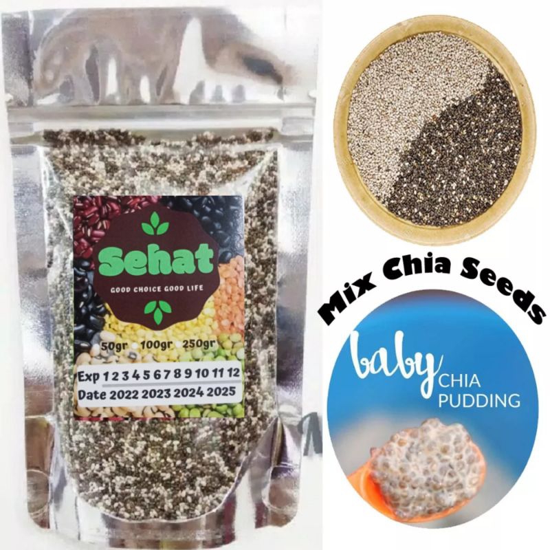

Chia Seed MPASI 50gr /100gr Mix / Hitam / Putih Organik Premium