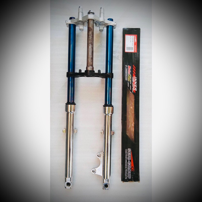 SHOCK DEPAN ASSY RX KING BLUE KOMPLIT TABUNG CROM AS BLUE INNER/FORK ASSY RX KING AS BLUE SET