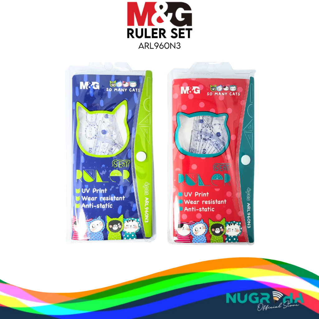 

M&G Mika Busur Penggaris Segitiga Siku Ruler Set 4pcs ARL960N3