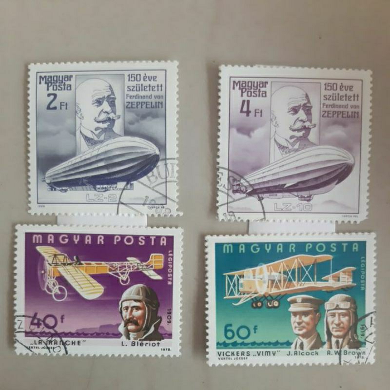 

Perangko Magyar posta Zeppelin dan pesawat set 4 prangko