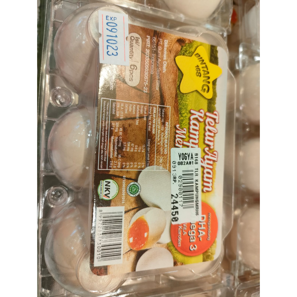 

Telur Ayam Kampung Bintang 168 isi 6 butir