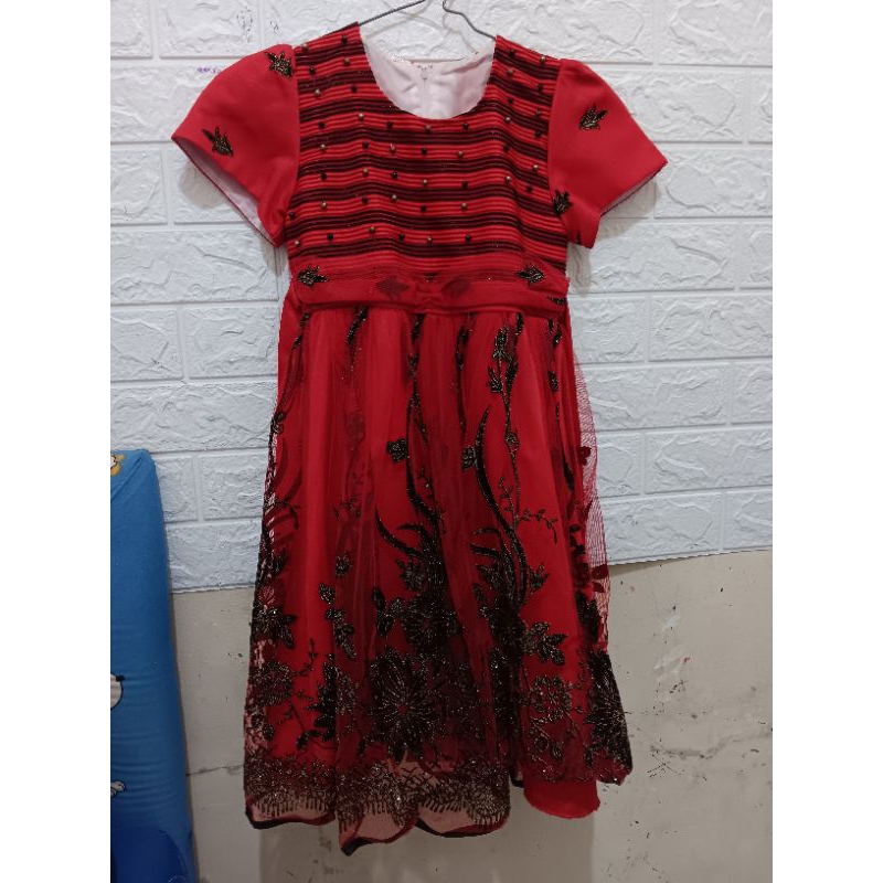 Dress anak perempuan merah gaun anak perempuan
