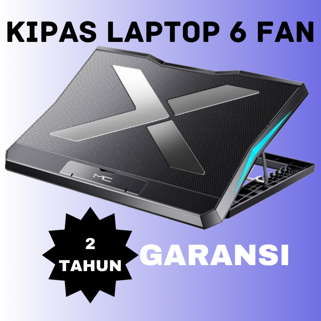 Kipas Laptop Gaming 6 Fan - Kipas Pendingin Laptop Gaming Cooling Pad 6 Fan Adjustable Speed - Cooli