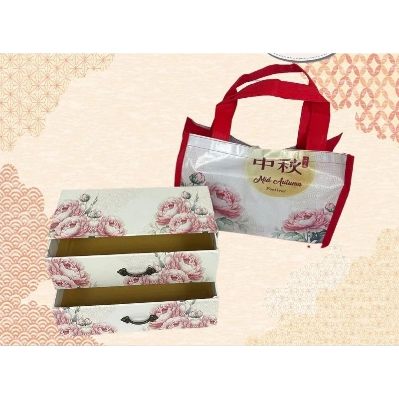 hardbox mooncake model laci 2 tingkat dan bag