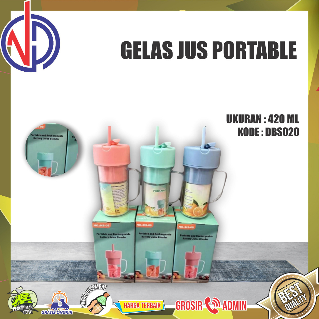 GELAS JUS PORTABLE / BLENDER PORTABLE GELAS / BLENDER GELAS SEDOTAN / ALAT JUS PRAKTIS SERBAGUNA