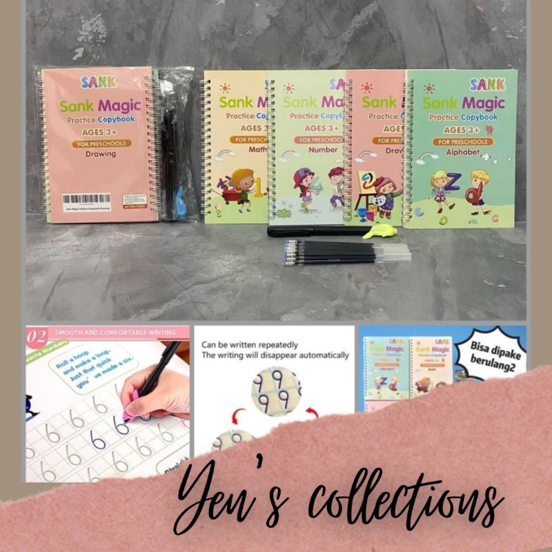 Buku belajar anak membaca menulis berhitung sank magic book 4in1