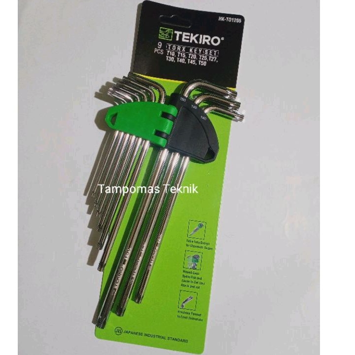 Kunci L Bintang Tekiro Set Kunci L Bintang 9pcs Torx Key Set Kunci L Tekiro Tanpa Lubang Panjang Tek