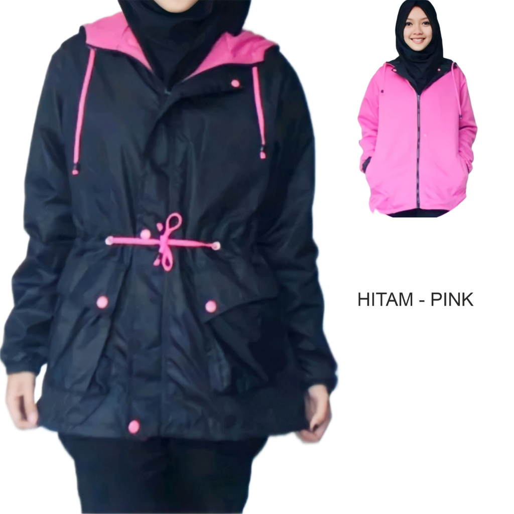 Jaket Bb Parka 2in1 Wanita Nevy Turkis Ukuran L - XL - XXL