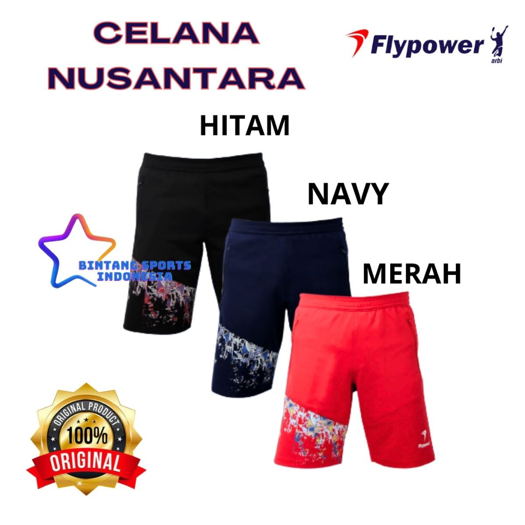 CELANA PENDEK FLYPOWER BADMINTON BULUTANGKIS FLYPOWER NUSANTARA ORIGINAL