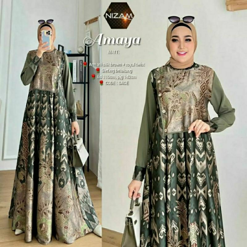 AMAYA DRESS / IR FASHION / GAMIS LEBARAN / TERMURAH / TERLARIS / COD BAYAR DITEMPAT / MODEL UWAIS / 