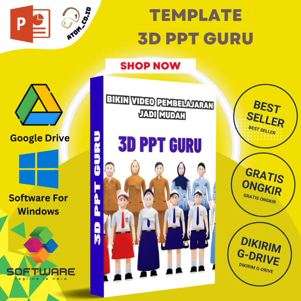 TEMPLATE 3D PPT GURU - Template Powerpoint Animasi Presentasi Untuk Guru dan Siswa 3D