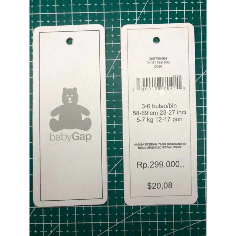 

BABYGAP PRICE TAG HANGTAG BARCODE SUPER PREMIUM CO 1X DI KIRIM 600PCS