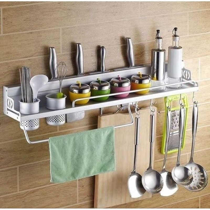 RAK MULTIFUNGSI DINDING DAPUR ALUMINIUM - RAK DAPUR - RAK BUMBU DAPUR