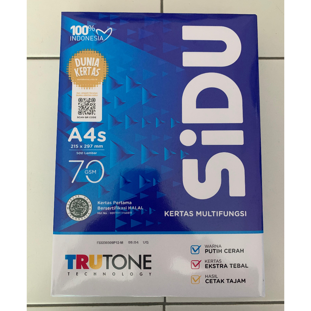 

Kertas A4s 70gr Sidu (rim)