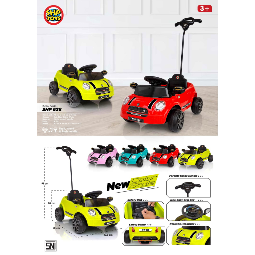Mainan Anak Mobil mobilan dorong mini cooper anak - mobil duduk - SHP SMC 628 Ride on/ Maenan anak m