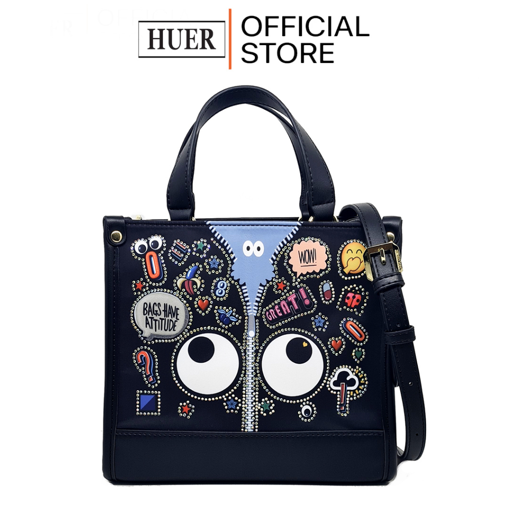 HUER ~ Tas Wanita Medrica Eye Theme Printed Tote Bag 9454-340