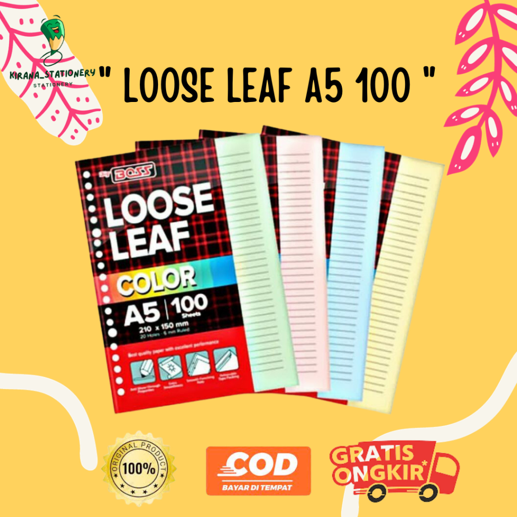 

LOOSE LEAF BIG BOSS A5 100 BERWARNA LEMBAR KERTAS BINDER UKURAN A5 100 LEMBAR ISI BINDER BINDER