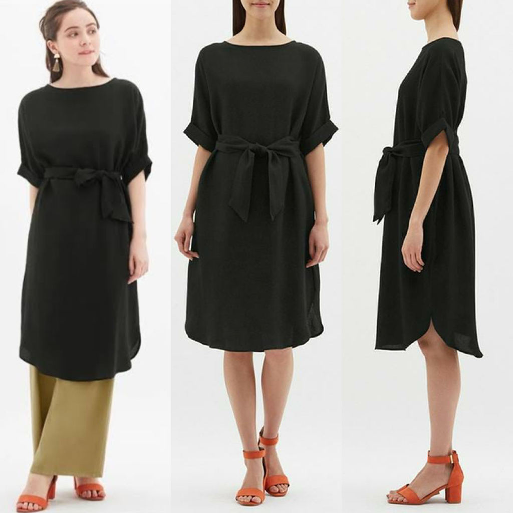GU Roll sleeve LINEN DRESS