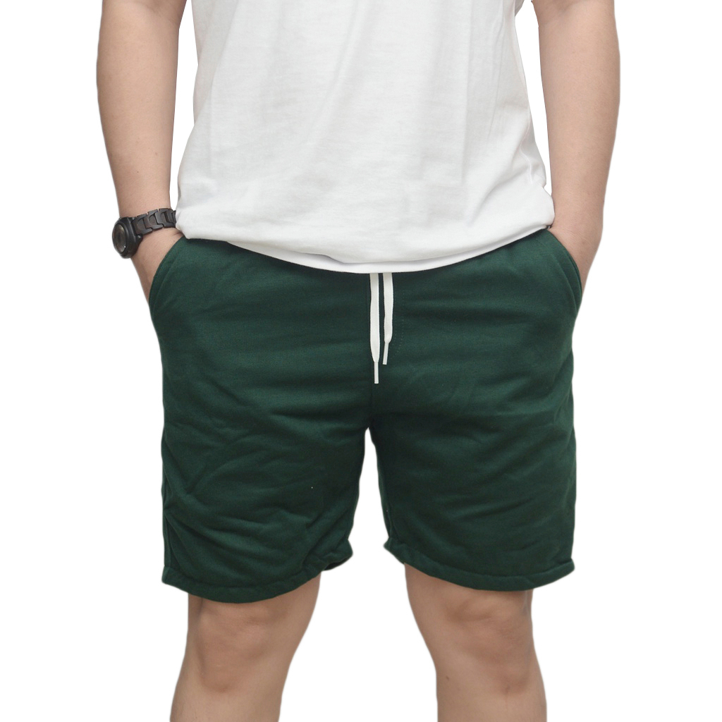 Spasmodic - Celana pendek Pria Wanita Boardshort Sweatpants Celana Casual Warna Hijau Botol
