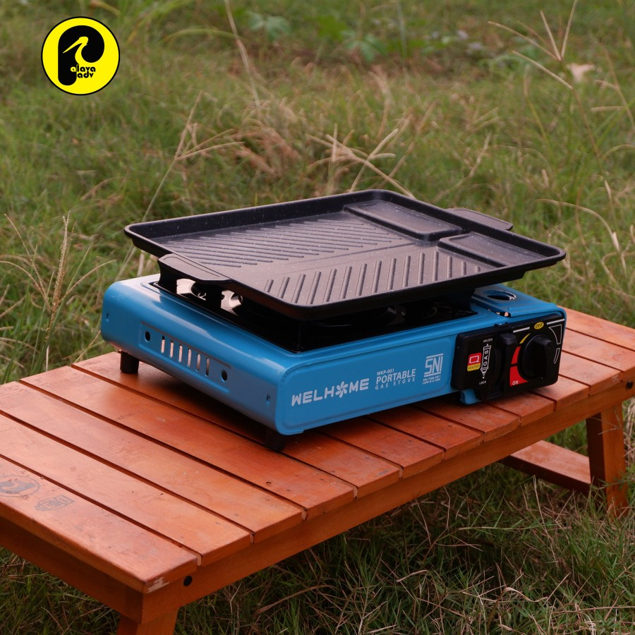 paket BBQ adv barbeque kompor 2 in 1 + grill pan grillpan anti lengket palava