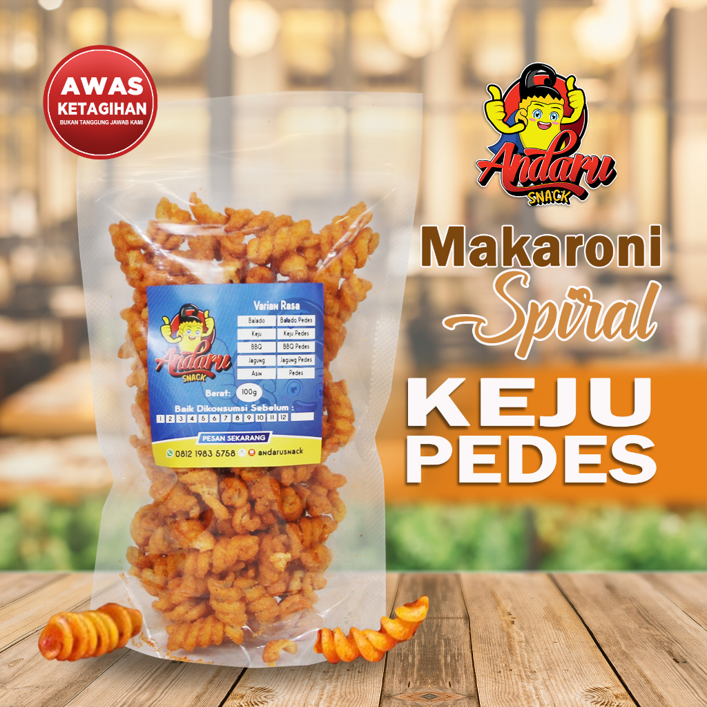 

Cemilan Nikmat Makaroni Spiral Andaru Snack Crispy Nikmat - Rasa Keju Pedes