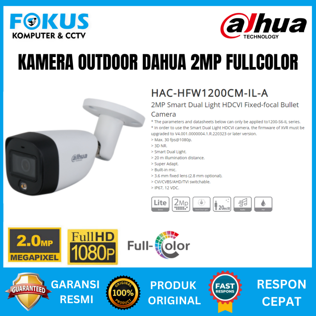 Kamera CCTV Dahua FULL COLOR  2MP