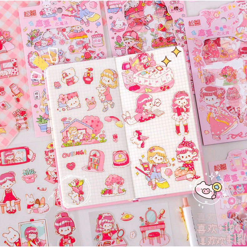 

GM - ISI 4 LEMBAR FRESH GIRL KARTUN SERIES CUTTING STICKER DECORATIVE PACK STIKER DEKORASI JOURNAL LUCU PET TRANSPARANT UNTUK HIAS SCRAPBOOK BUKU DIARY HP HOBI JOURNALING STIKER LUCU STICKER ANIME STIKER KARTUN