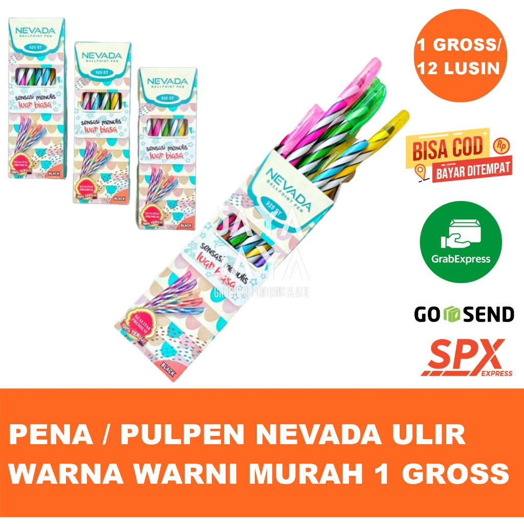 

1 GROSS PENA / PULPEN NEVADA ULIR WARNA WARNI MURAH