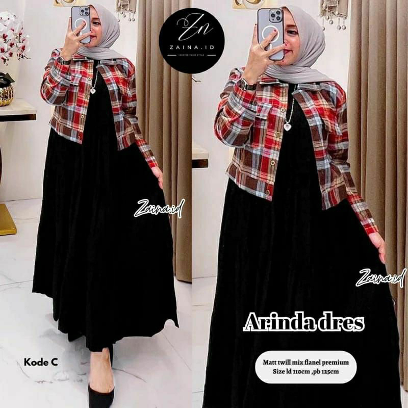 arinda dress outer flanel jumbo ld 110 ld 120 dan ld 130