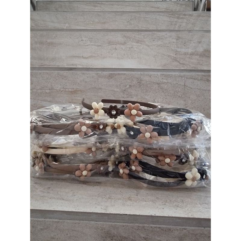 (Ban-18)Bando Perempuan Motif Bunga Mutiara