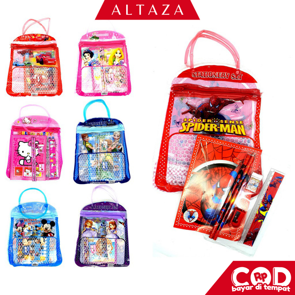 

ALTAZA COD Stationery Set 6 in 1 Free Bag Alat Tulis Anak Sekolah Buku Pulpen Penghapus Pengaris STY05