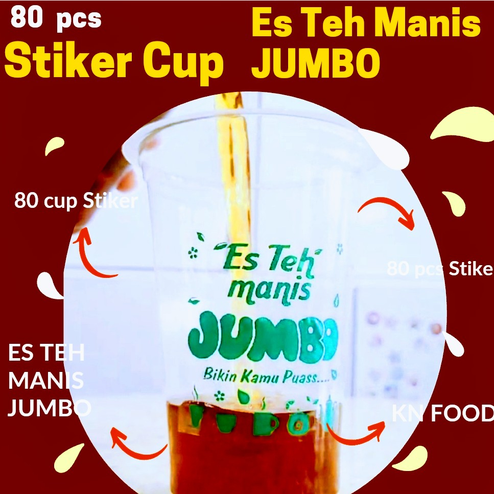 Stiker Cup Es Teh Isi 80 stiker label nama cup es teh jumbo 80pcs stiker cup es teh transparan