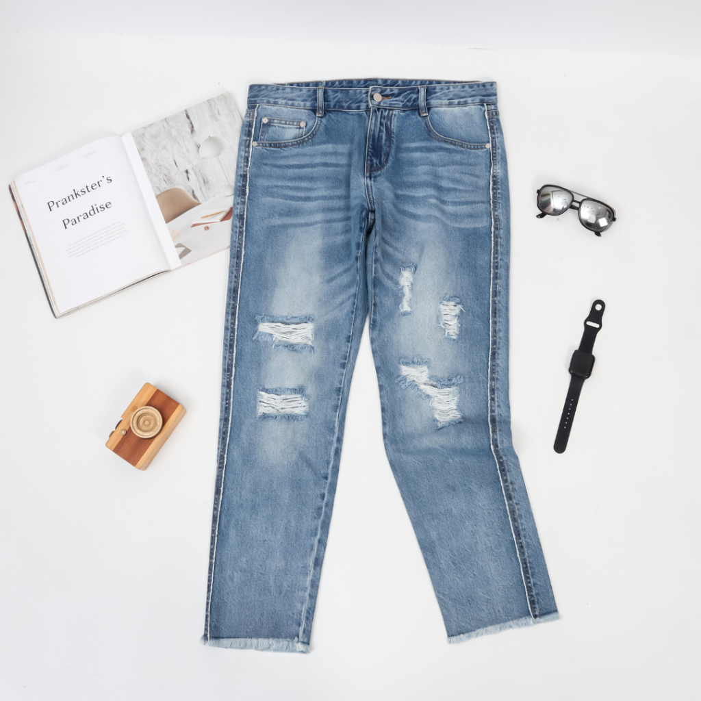 GXG JEANS Series #F7F0F0 // CELANA JEANS PANJANG WANITA SOBEK PREMIUM QUALITY //