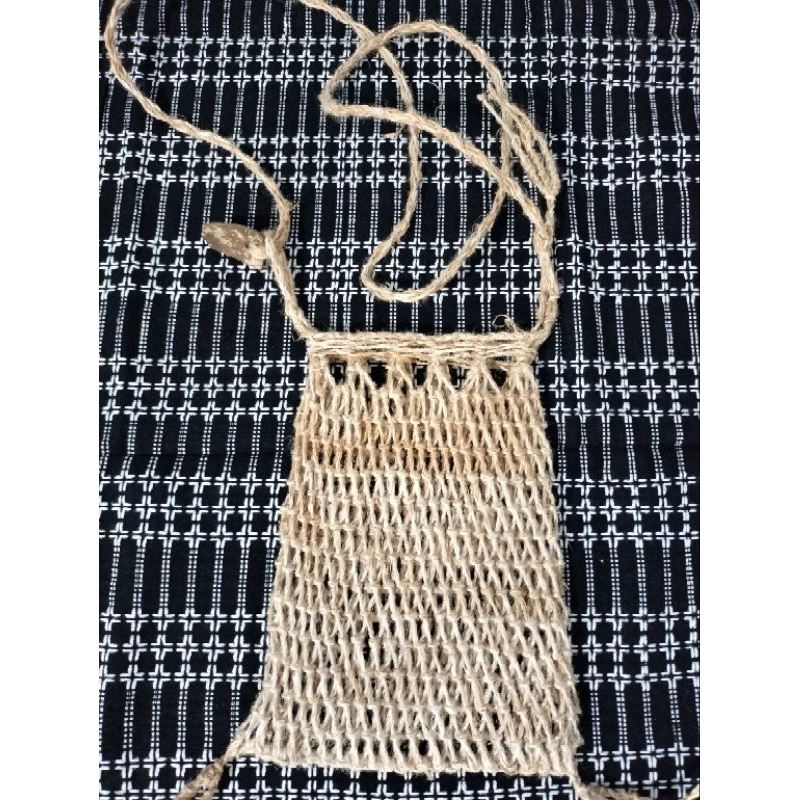 Tas koja baduy original bahan kulit kayu teureup warna natural bisa diselempang ukuran kecil 22x14cm