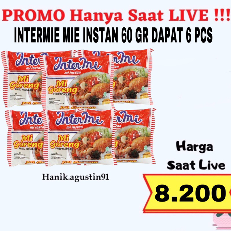 

INTERMIE MIE INSTAN MIE GORENG 60GR DAPAT 6 PCS