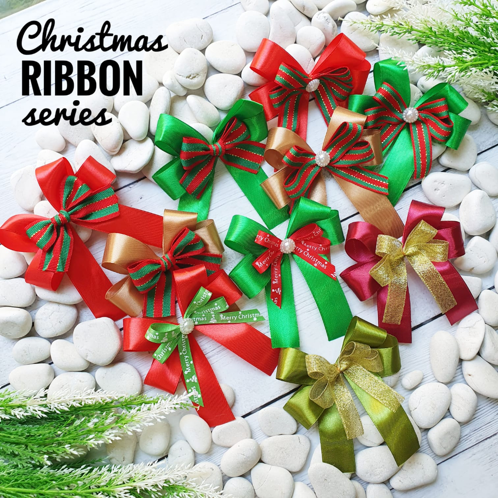 

Pita Ribbon Christmas Natal Xmas Hampers Souvenir Kado Satin Siap Pakai Parcel Bow Ornamen Aplikasi