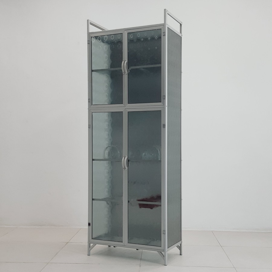 Lemari Rak Piring Full Kaca 2 Pintu Premium LP 709-62