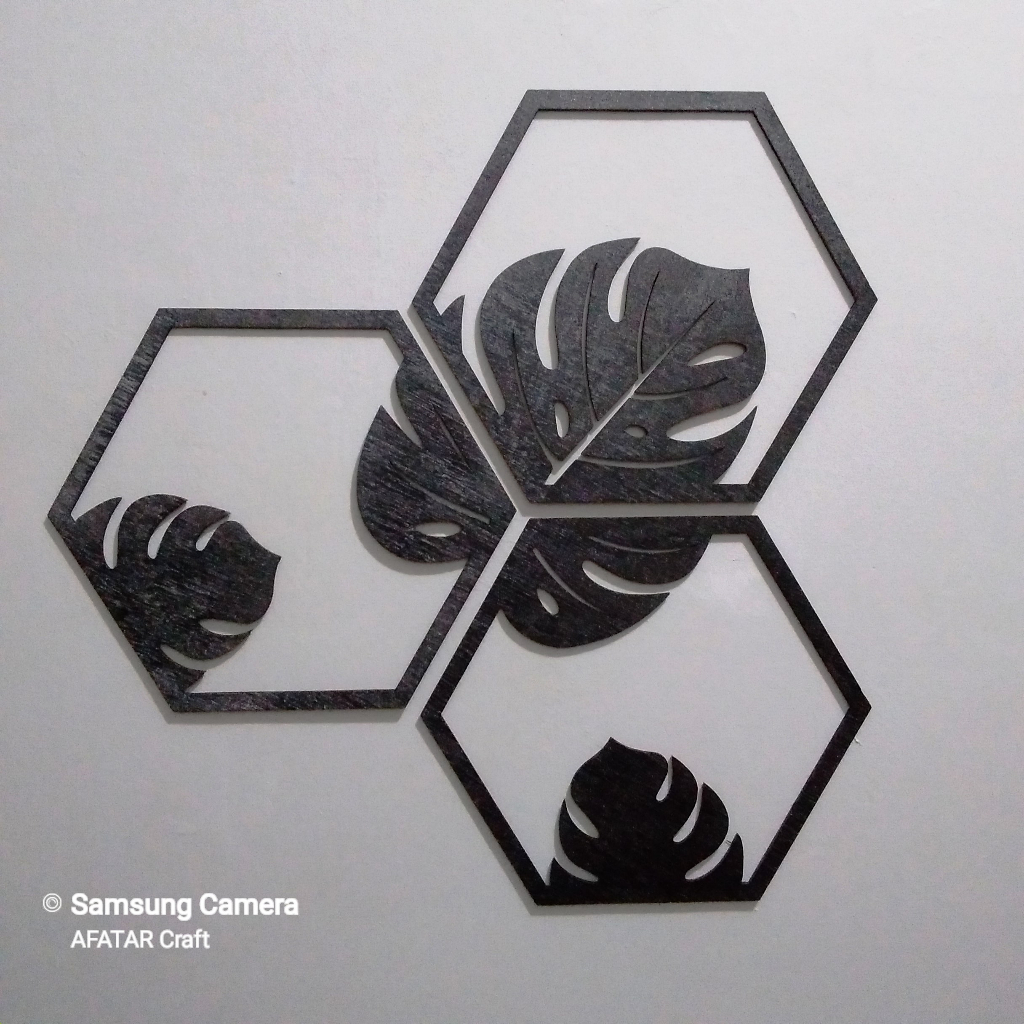Hiasan Dinding Hexagonal Monstera | Monstera leaf wall Decor